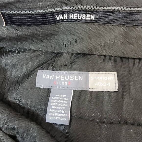 Van Heusen Size 40 x 34 Flex 3 Flat Front Straight Leg Dress Pant Charcoal Workw - Picture 6 of 9